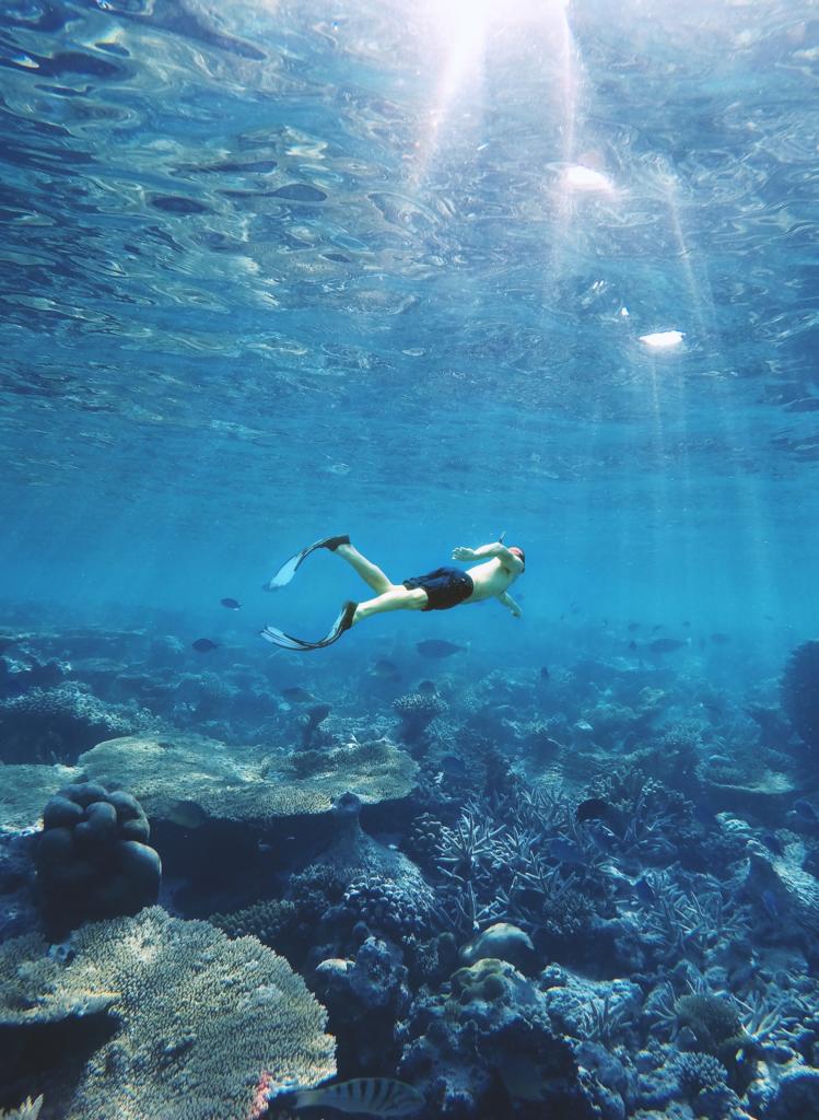 Plongeur lors d'une activité de snorkeling à La Réunion